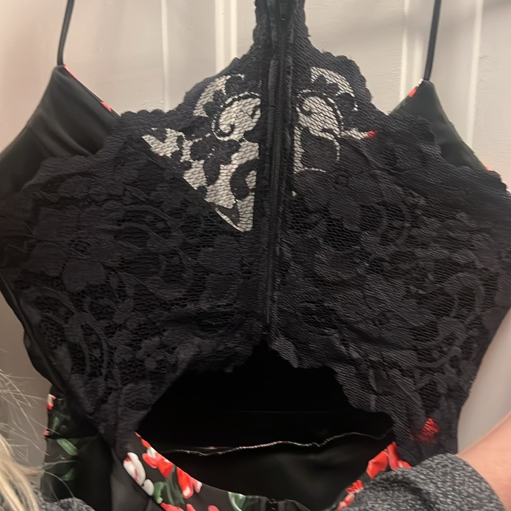 Floral Black Halter Dress - Picture 2 of 7